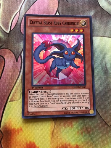 1st Edition Near Yugioh Crystal Beast Ruby Carbuncle Rymp En040 Super Rare Collectible Card Games Yu Gi Oh Trading Card Game