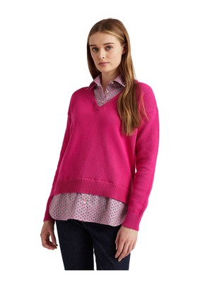 

LAUREN RALPH LAUREN Женский розовый свитер с длинными рукавами и V-образным вырезом