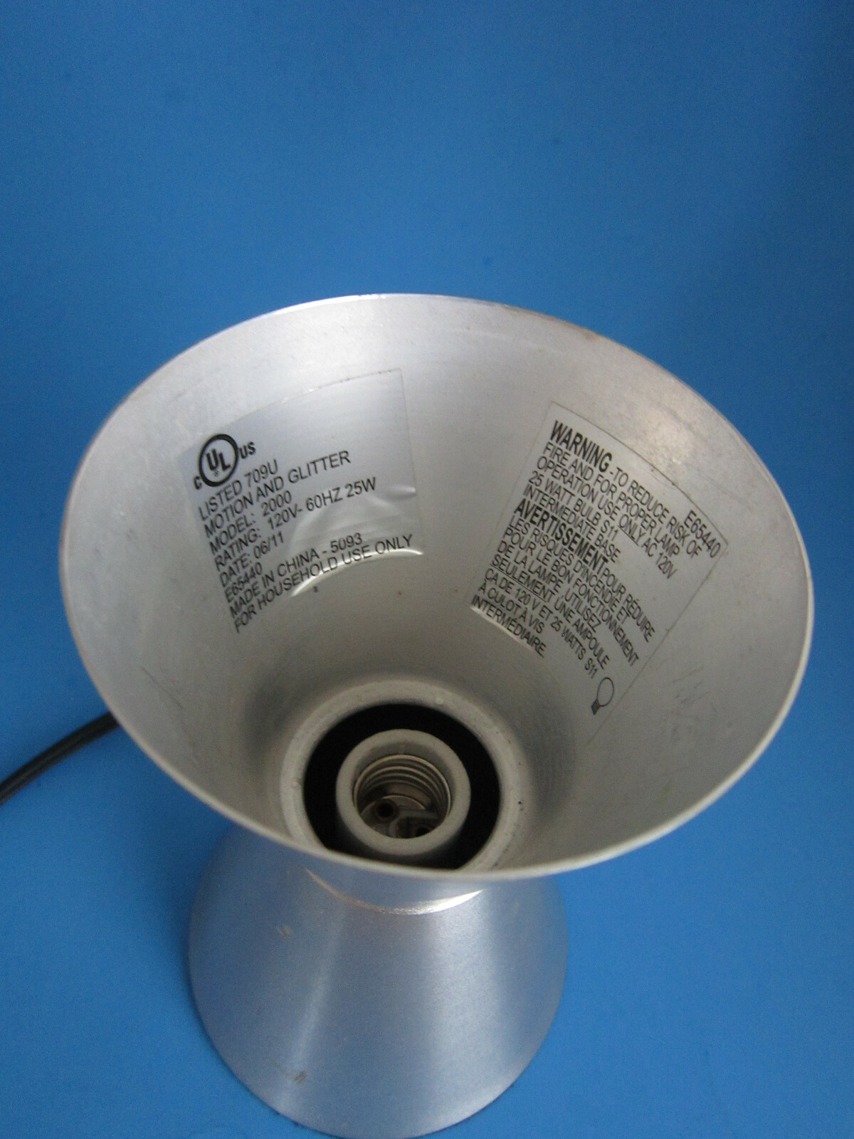 SILVER STAINLESS LAVA MOTION LIGHT LAMP REPLACEMENT STANDARD BASE