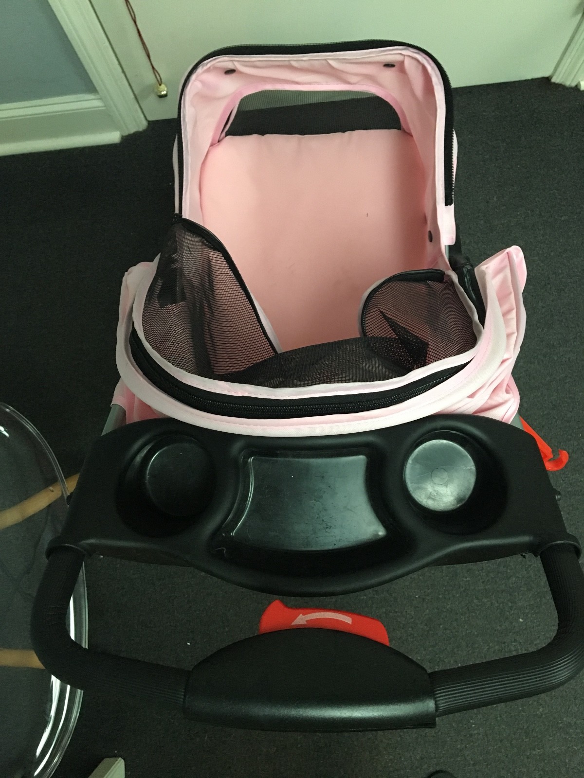 Pet Stroller Cat Dog 3 Wheel Walk Jogger Travel Folding Carrier PINK