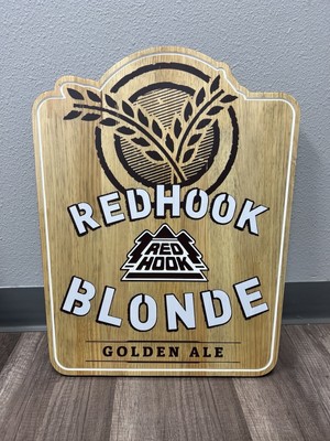 BEER SIGN , REDHOOK BLONDE GOLDEN ALE Wooden Bar Sign Vintage 22 /17 