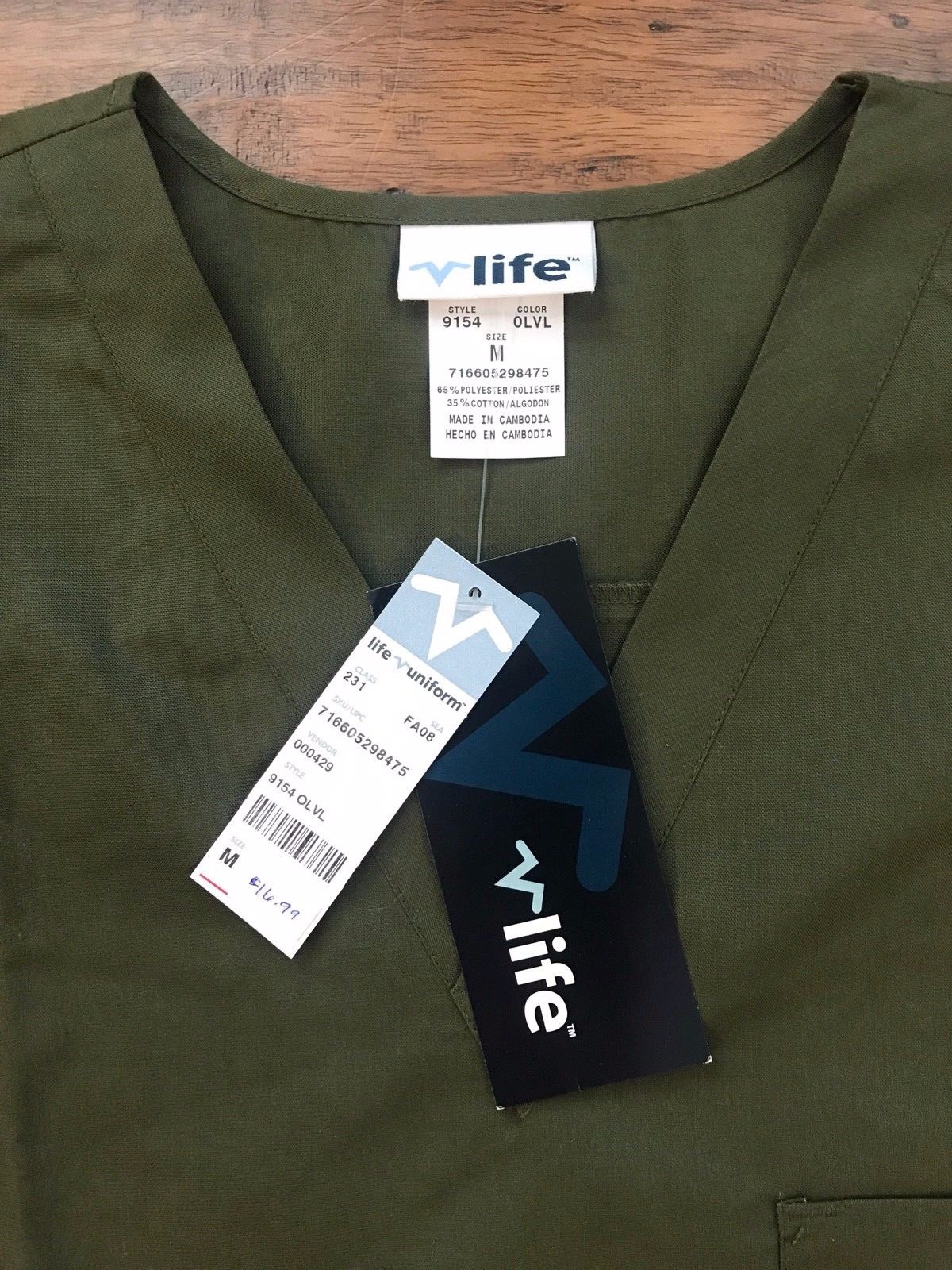 NWT Life Uniform Olive Green Scrub Set Top & Bottoms Men's Size M