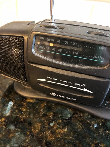 Lifelong Baby Boom Box Travel Radio AM/FM Black Battery Operated
