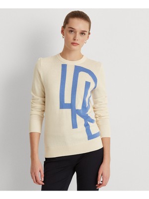 

LAUREN RALPH LAUREN Женский бежевый свитер в рубчик с круглым вырезом и длинными рукавами