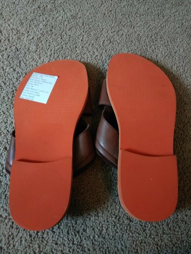 Fossil Unisex Leather Flip Flops, size 9, Ronnie