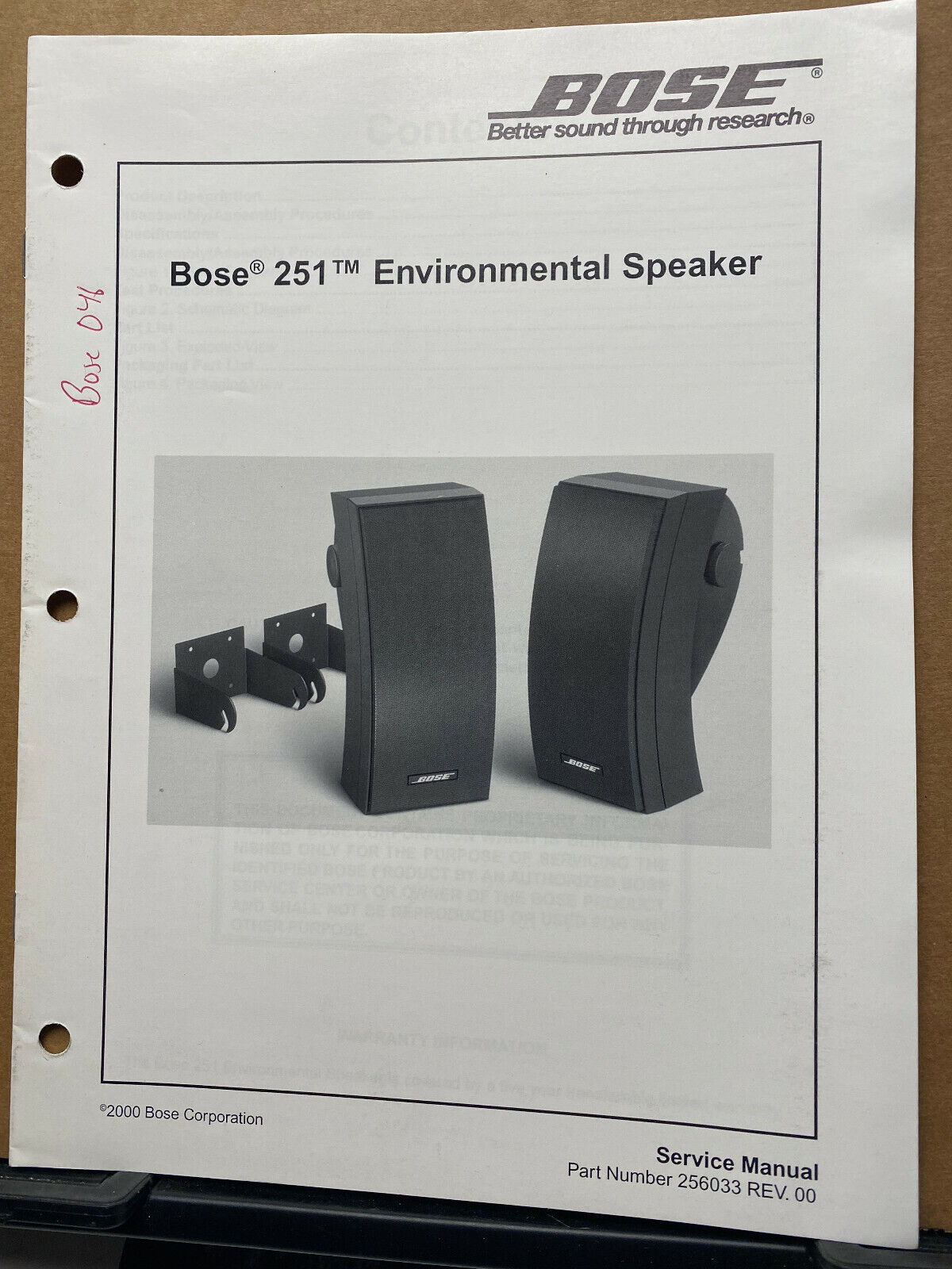 Service Manual for the Bose 251 Environmental Speaker System Service Manual for the Bose 251 Environmental Speaker System