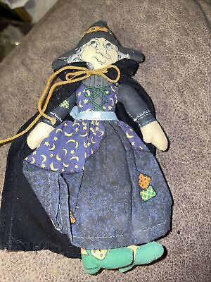 Vintage 1970s Hallmark Witch 6.75" Halloween Cloth Doll toy decor Please See Pic