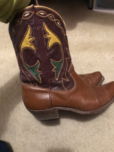 Awesome Leather Acme Vintage Inlay Peewee Cowboy Boots. 1940’s