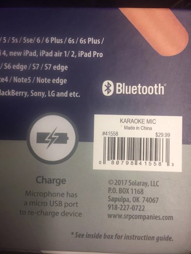 SOLARAY BLUE TOOTH KARAOKE WIRELESS GOLD TONED MICROPHONE W/ SPEAKER & CABLES