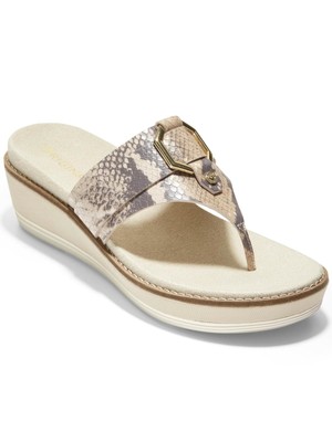 Женские бежевые босоножки COLE HAAN из змеиной кожи на танкетке и платформе 1-1/2 размера, 10 B