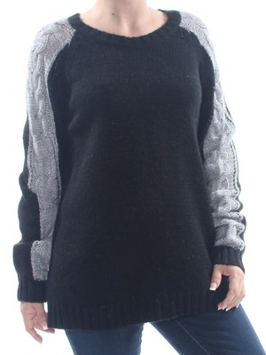 

VIVANTE Женский черный вязаный свитер с круглым вырезом и длинными рукавами