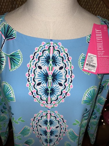 Pre-owned Lilly Pulitzer Seralina Maxi Frenchie Blue Mosaic Shells $298 Size L In Multicolor