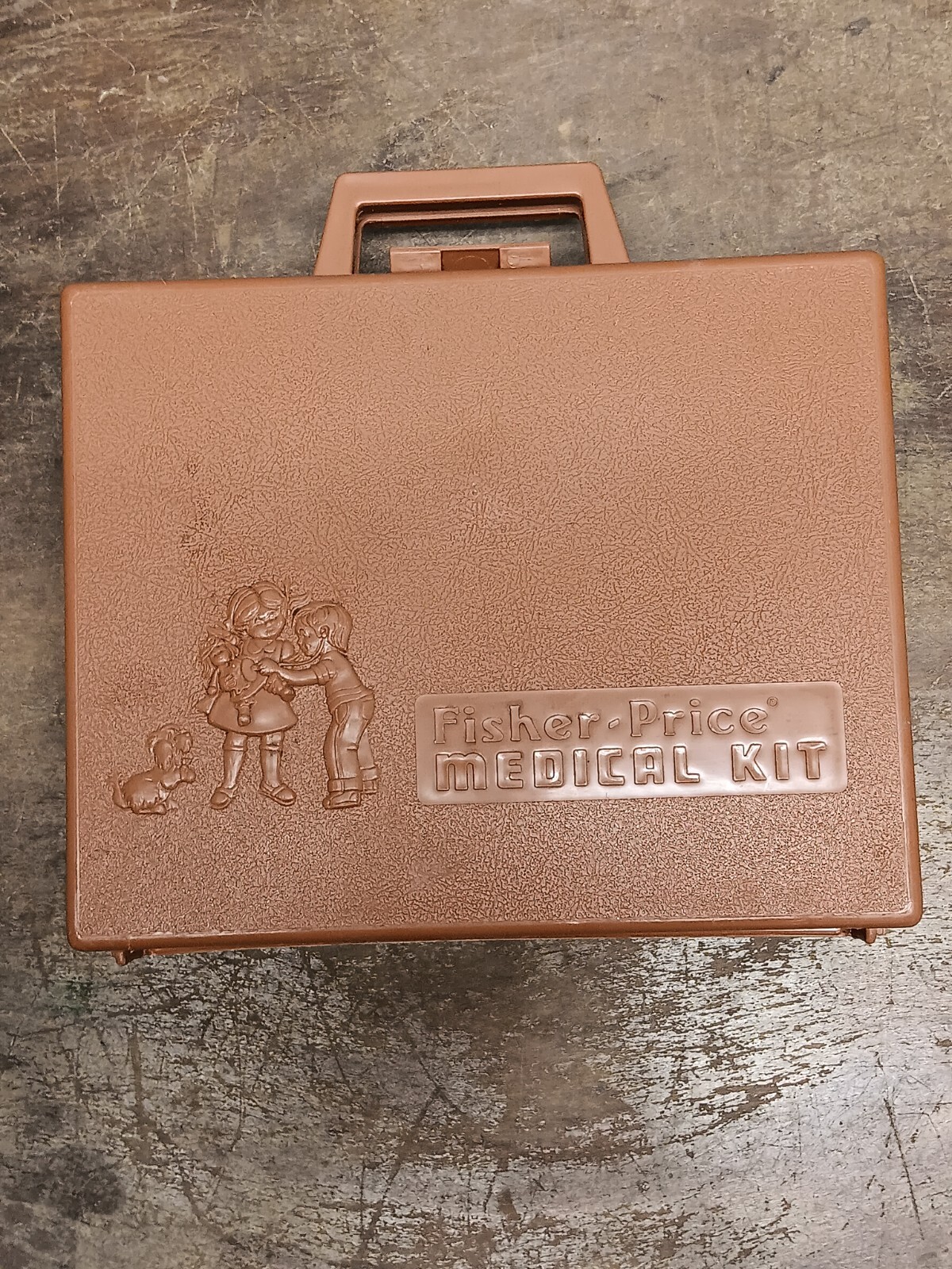 Vintage 1977 Fisher Price Medical Kit Brown Case SEE PICS