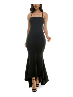 ИЗУМРУДНОЕ женское платье-пломбир с черным подолом и шлейфом сзади на бретельках-спагетти Juniors M