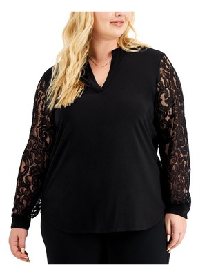 

Женский черный пуловер KASPER, без подкладки, с закругленными краями, с разрезом на рукавах и манжетами, плюс