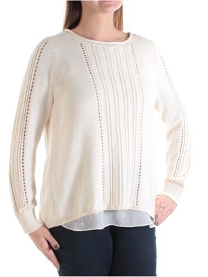 

LUCKY BRAND Женский текстурированный свитер цвета слоновой кости с длинными рукавами и украшенным вырезом Размер, Цвет слоновой кости