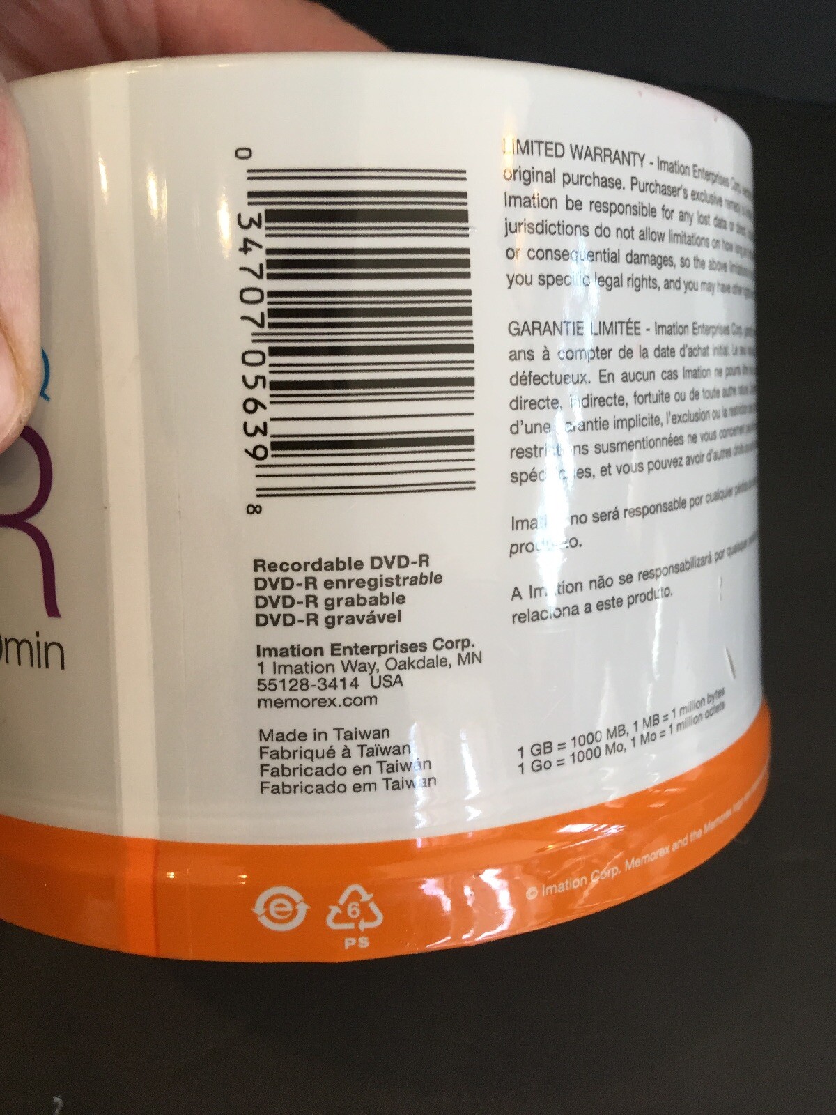 Memorex 50 Pack DVD-R 16X 4.7GB Spindle Paq 120 Minutes Video Audio Blank Media