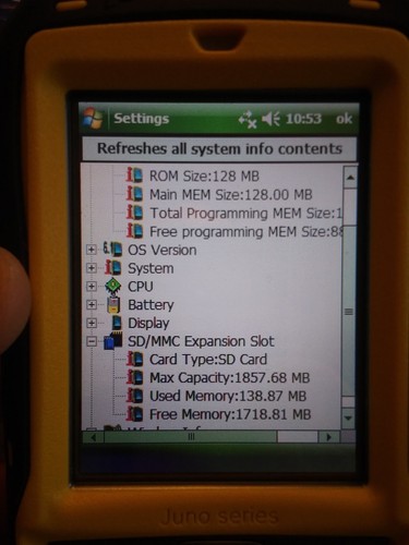 Trimble Juno SB with Otter Box and ArcPad 10 and sd card And Charging Cable.