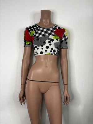 Vtg Gianni Versace Versus Floral Print Crop Top IT 38