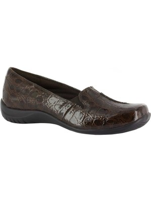 Женские коричневые лоферы EASY STREET Flex Loafer Crocodile на танкетке без шнуровки, 9,5 Вт