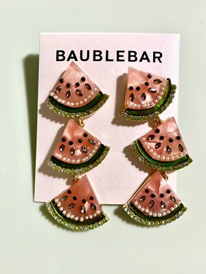 BAUBLEBAR THREE STATION WATERMELON DROP SUMMER EARRINGS
