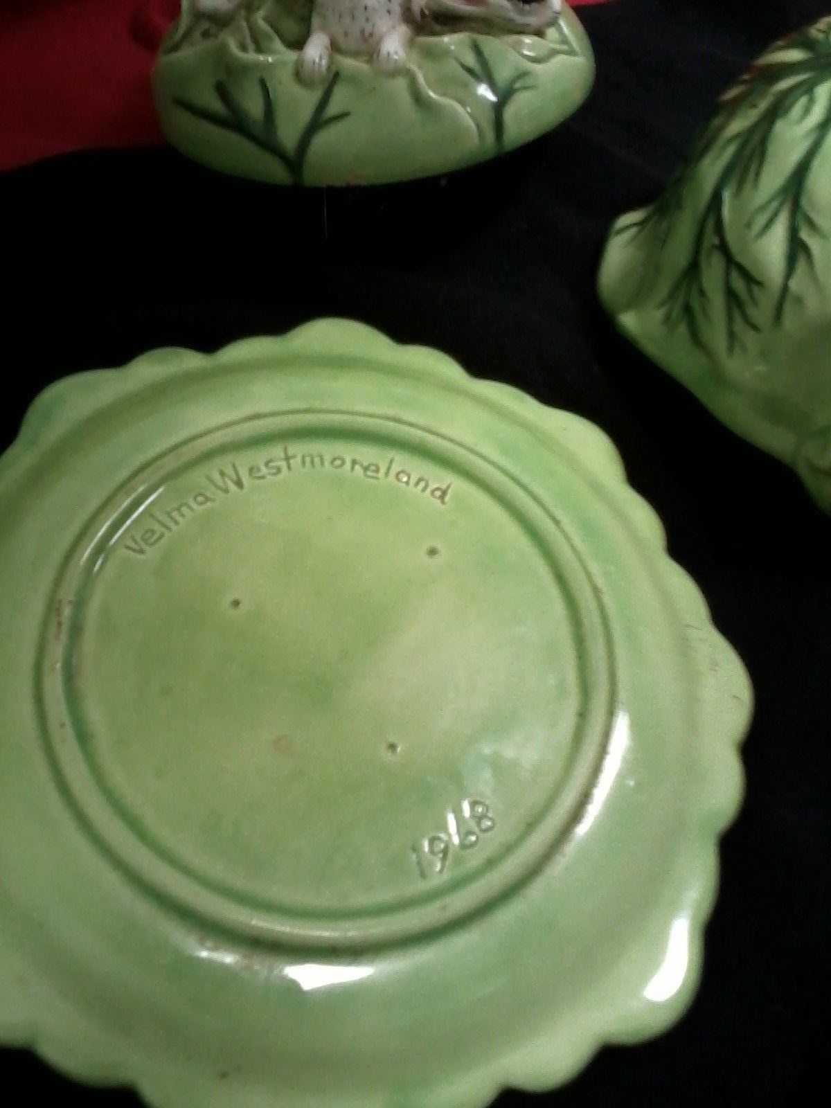 Velma Westmoreland Rare 1968 Vintage 3 - Piece Pottery Set ( Rabbits Theme )