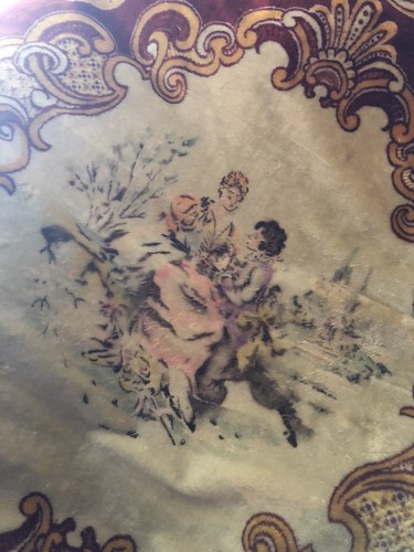 RARE VINTAGE ITALIAN HAND PAINTED COVERLET BEDSPREAD