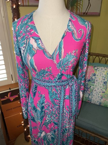 Pre-owned Lilly Pulitzer Marseilles Wrap Maxi Talk Story To Me $228 Size Xxs,xs,s,m In Multicolor