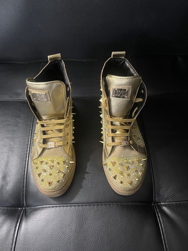 J75 by Jump High Top Spike Gold Metallic Sneakers Mens US