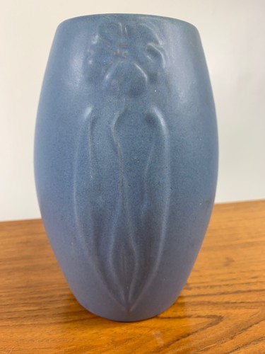 Zanesville Art Pottery Matte Vase with Floral Relief 8 1/2