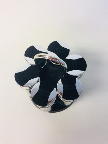 Lazy Susan Spice Rack Chrome Glass Bottles Six Compartments