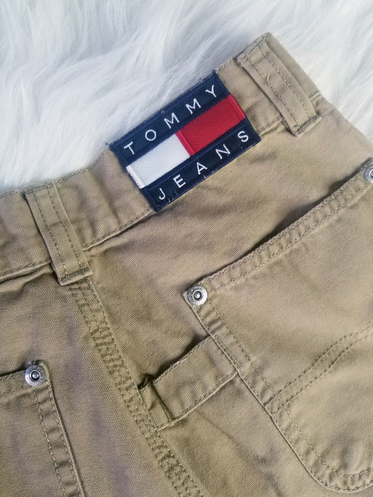 Vintage Tommy Hilfiger Khaki Pants Girls Sz 8 Classic Retro Logo Spellout