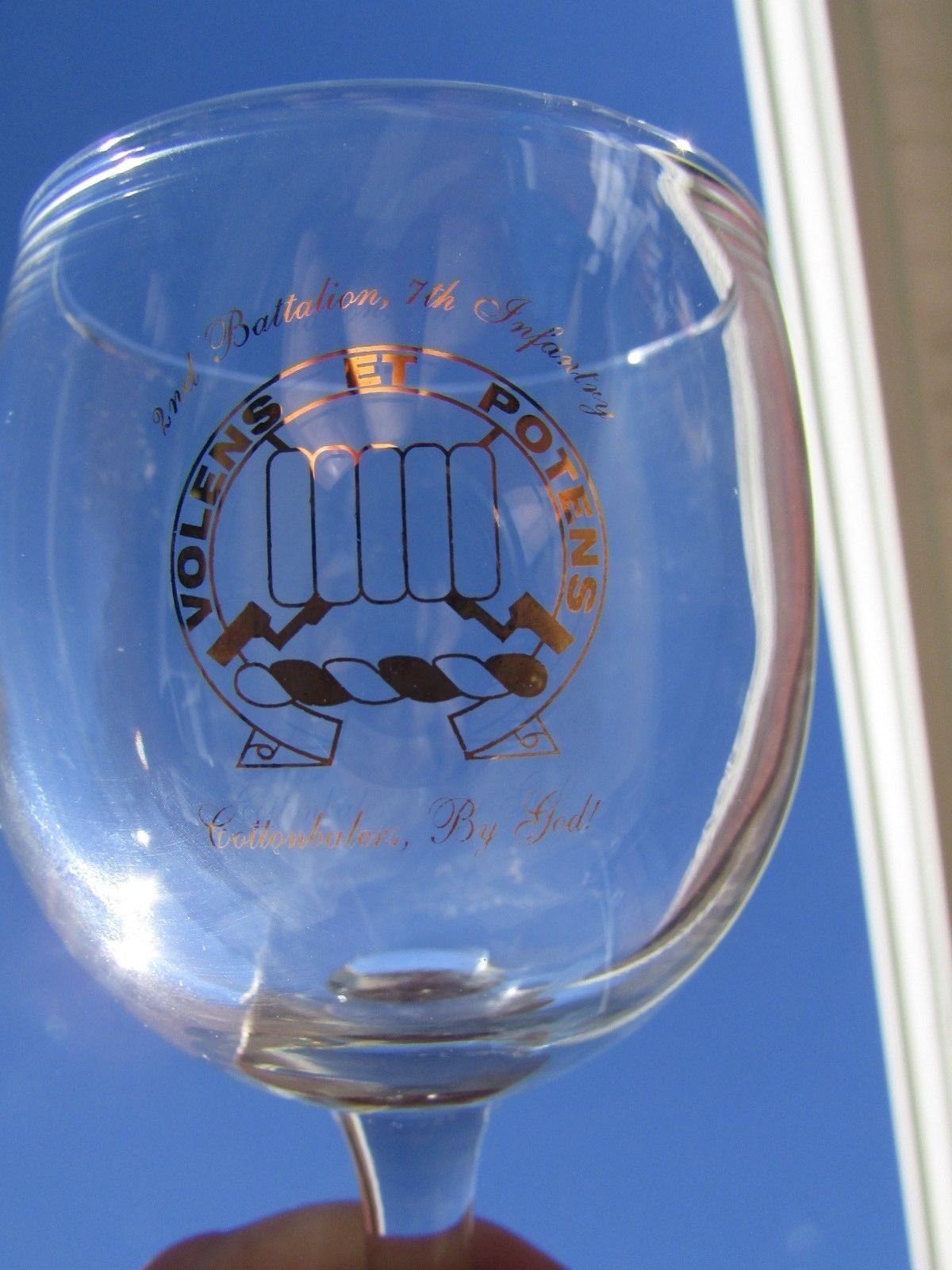 US Army 2nd BN 7th Infantry Regiment Wine Glass- Ft. Stewart Ga- Cottonbalers