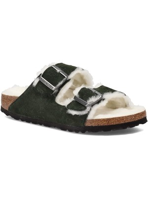 BIRKENSTOCK Женские зеленые кожаные шлепанцы на платформе Arizona Toe Platform Slip On 6