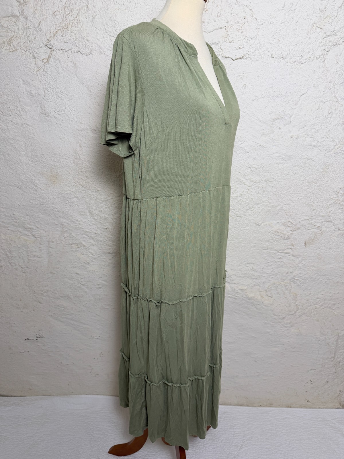 Lucky Brand Sage Green Tiered Knit Maxi Dress Slouchy Cottagecore Boho Plus 1X