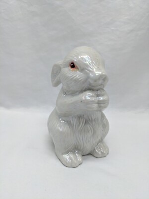 White Ceramic Easter Bunny Figure 5''