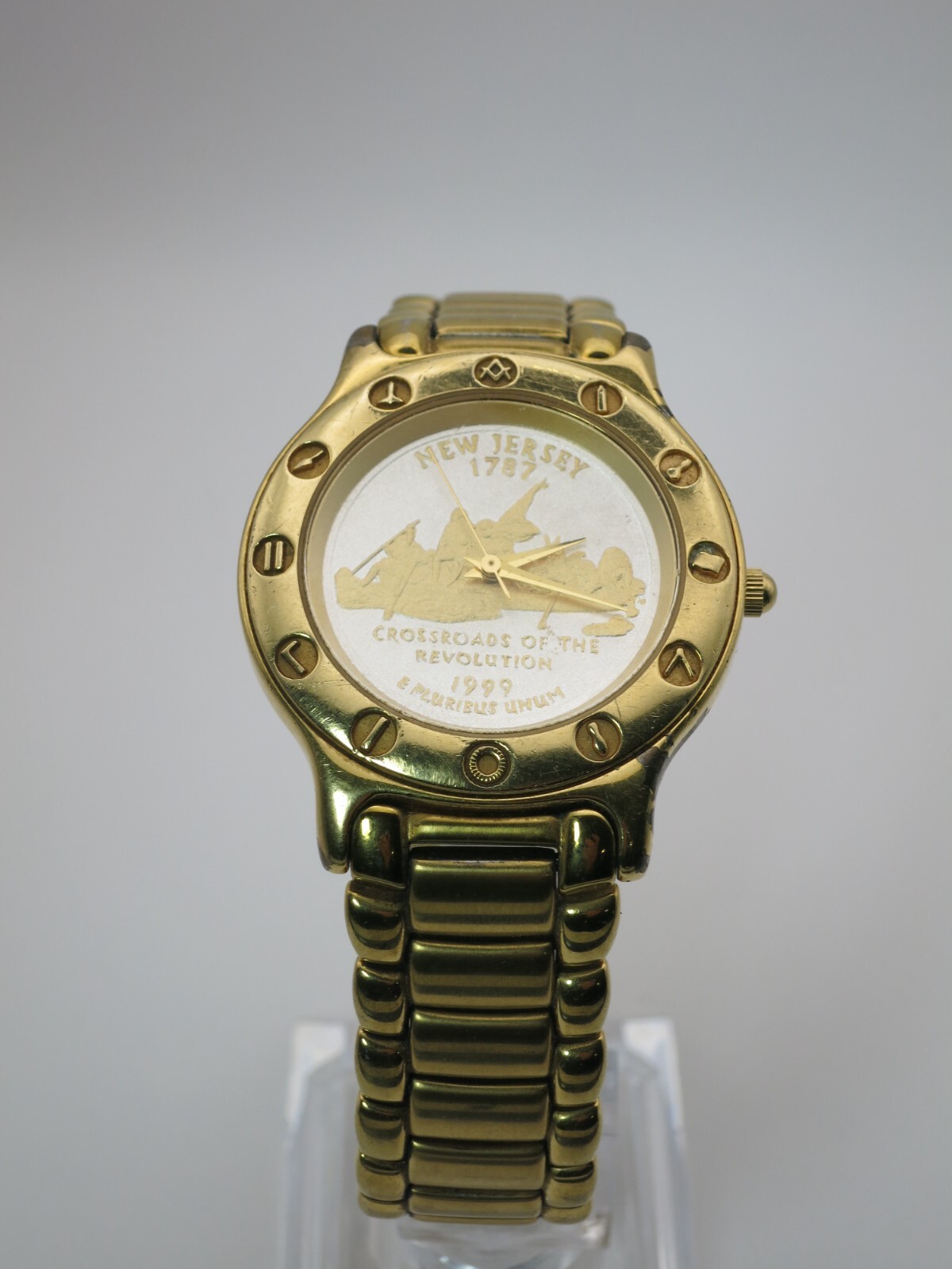 Mens CoinWatch NEW JERSEY State Quarter New Battery SWISS