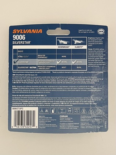 Sylvania 9006 SilverStar Halogen High Performance Headlight Pair Set 2 Bulbs