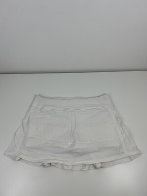 Lululemon Pace Rival Skirt Women Sz 10 Tall White 4-Way Stretch W8A85T USED READ