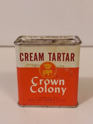 Crown Colony Brand 1960s Cream Tartar Spice Tin
