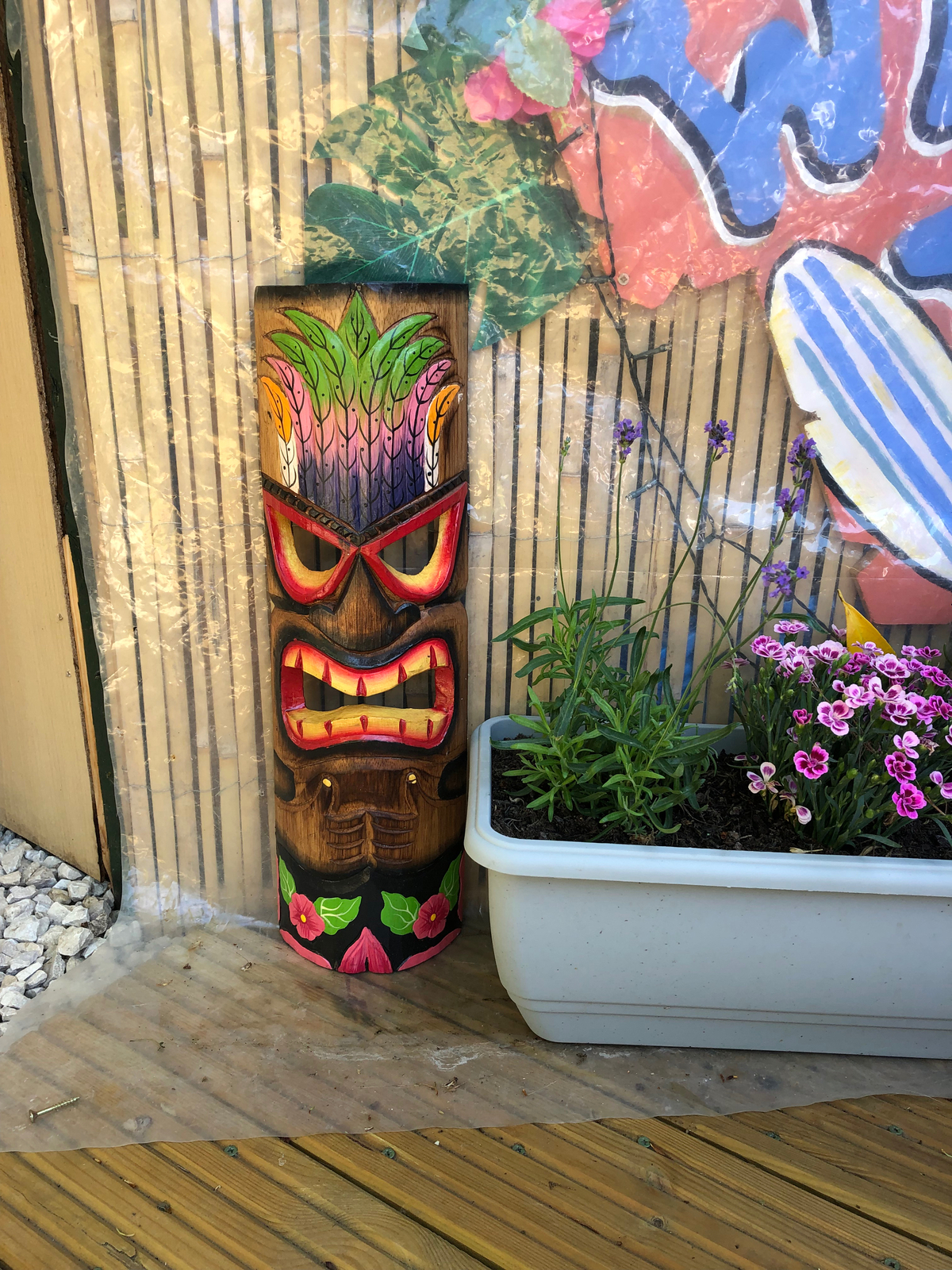 Wooden 50cm Tiki Bar Mask Accessories Hand Carved Painted Tiki Bar
