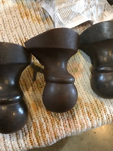 Set Of Four Matching Antique Cast-Iron Bathtub Feet Rusty