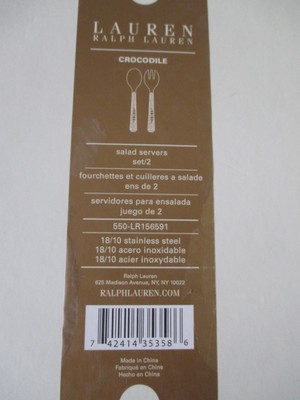 RALPH LAUREN CROCODILE SALAD SERVERS SET OF 2- NEW