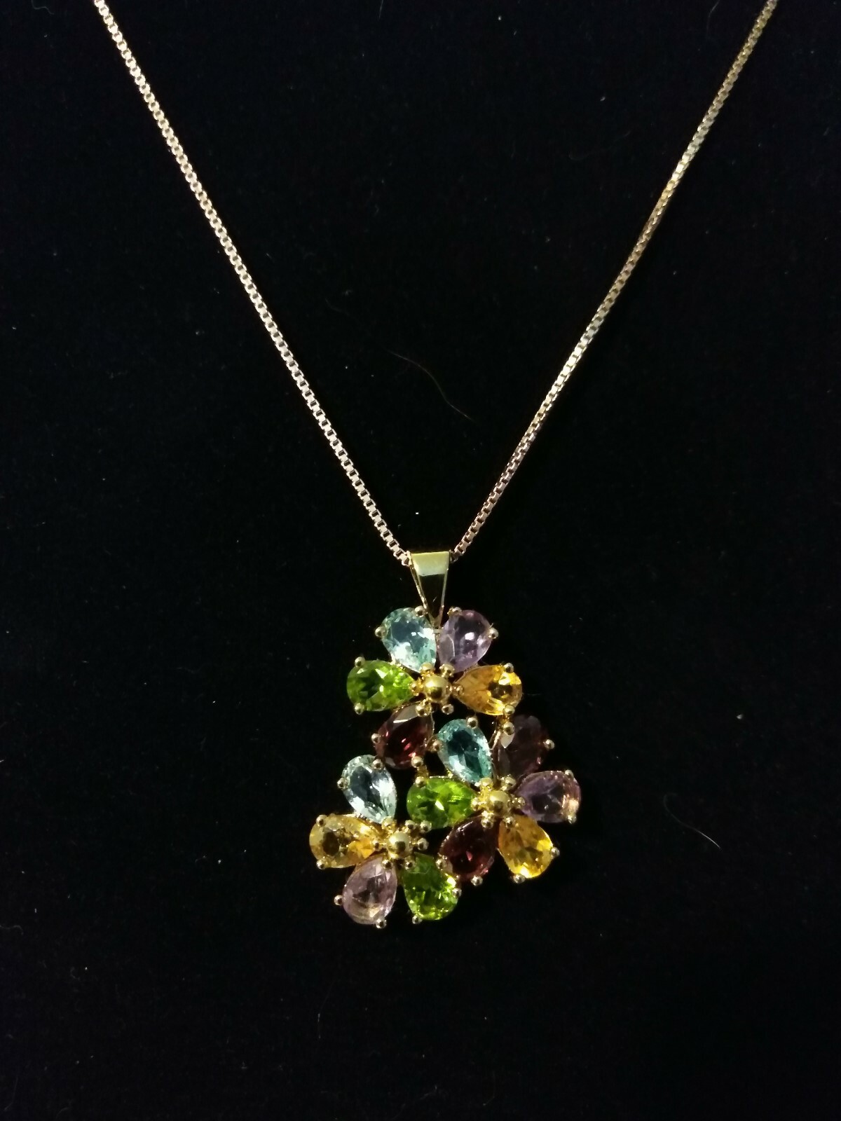 MULTI-GEM PENDANT AND EARRINGS SET IN 18K GOLD OVER STERLING
