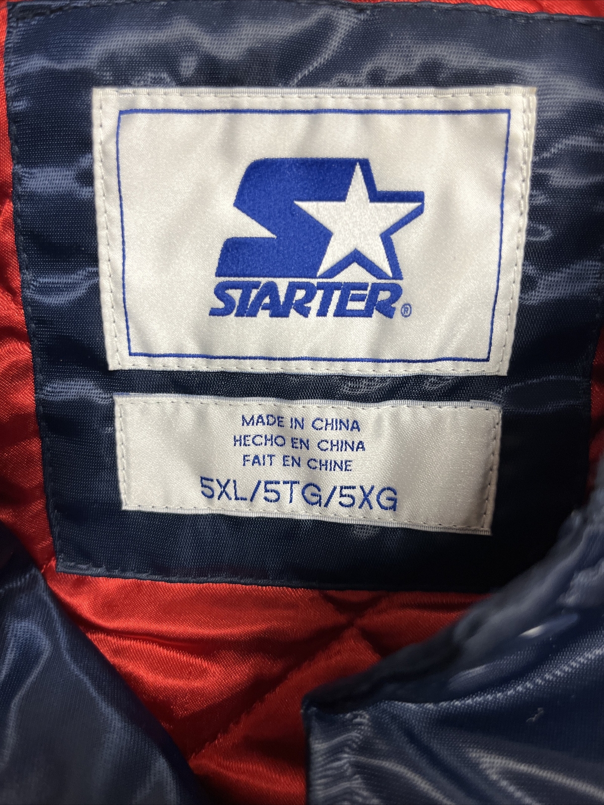 Starter NFL New England Patriots Men's 5XL Varsity Snap Blue Satin Jacket
