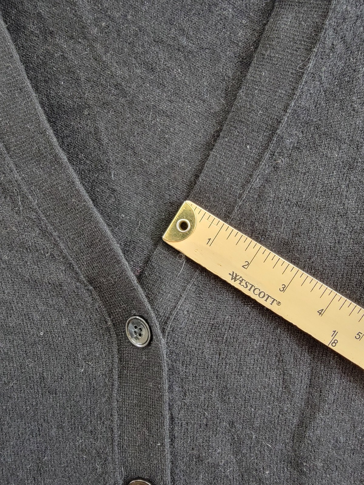 C by Bloomingdale's Cashmere Grandfather Cardigan Women's M Black Button Front - Picture 6 of 18