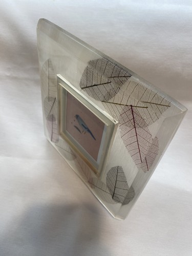 Brown Leaves Picture Frame Hand Cast Resin Thailand 6X6 /3X3 CBS Designs Vintage