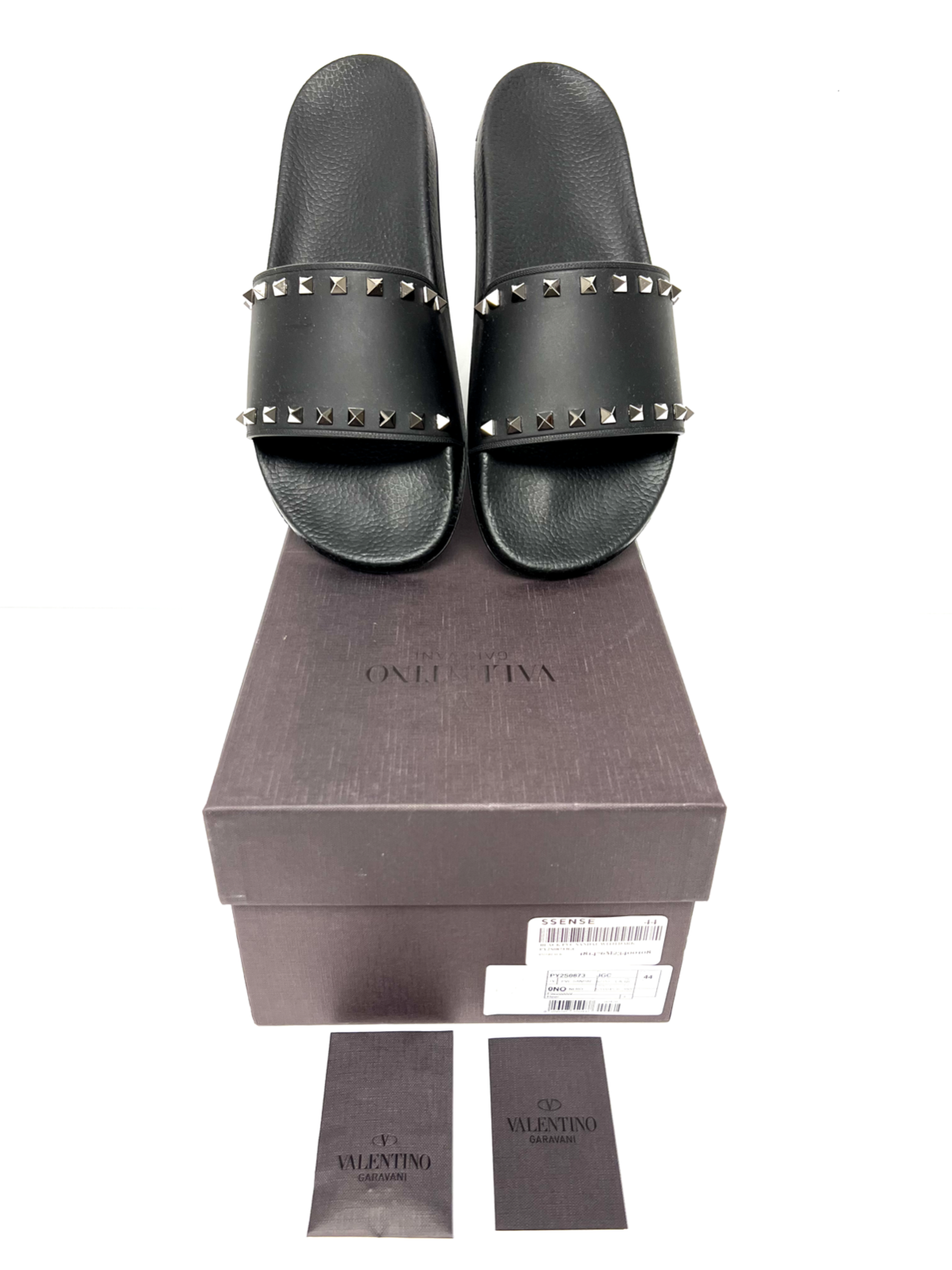 VALENTINO ROCKSTUD, MENS BLACK PVC SLIDES SIZE 44EU, 11US
