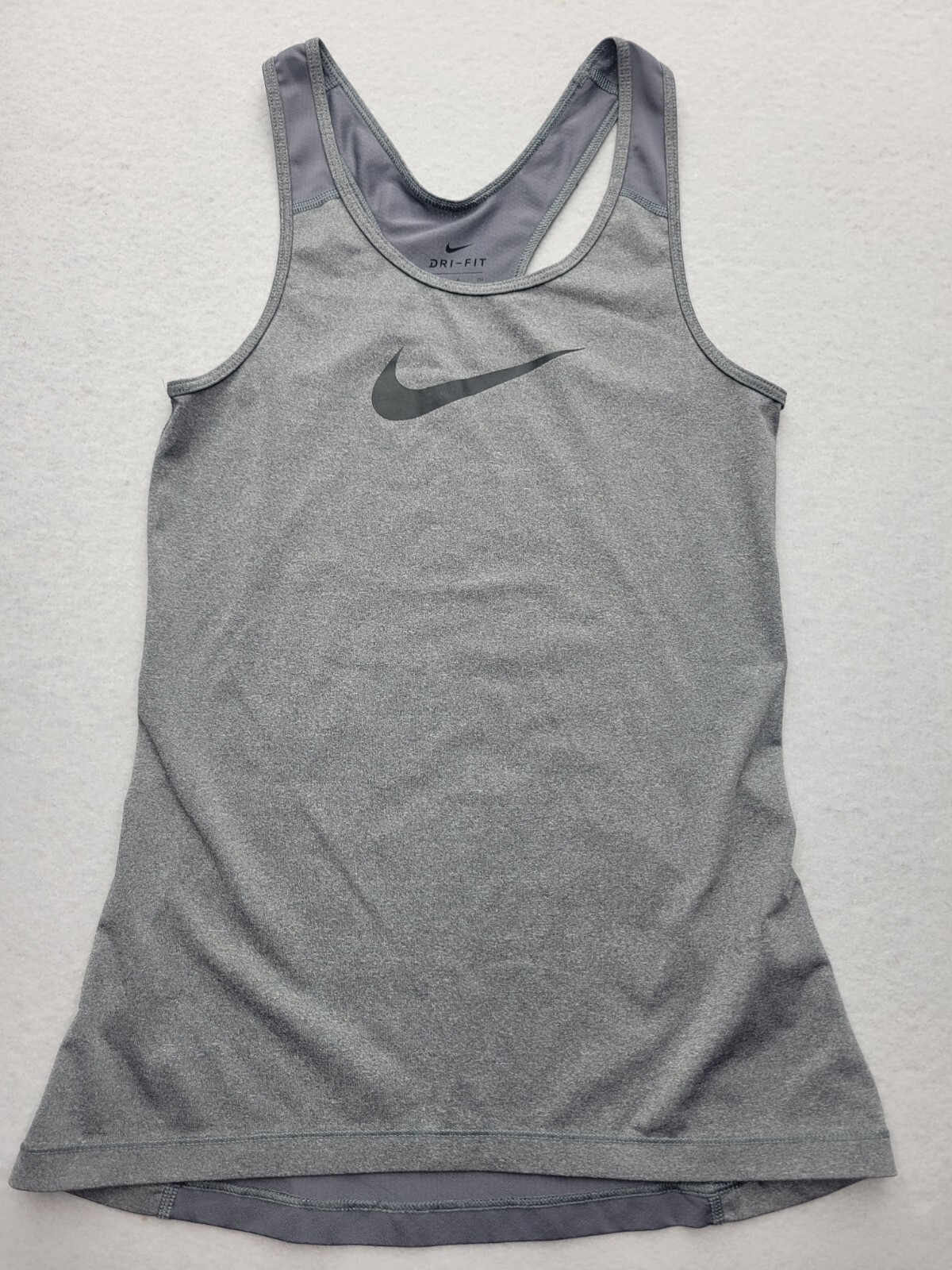 Nike Womens Tank Small Grey Scoop Neck Knit Swoosh Solid Sleeveless Casual Work