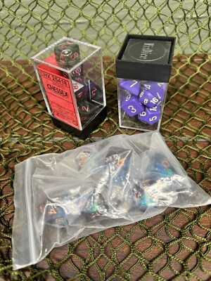 Lot Of 3 Sets ~Polyhedral Dice ~ Sets ~ Purple ~ Red & Black ~ Red & Blue MTG DD